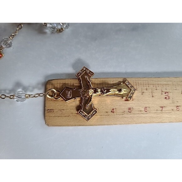 18KT Gold Plated Sterling Crystal Rosary Vintage - Picture 6 of 10